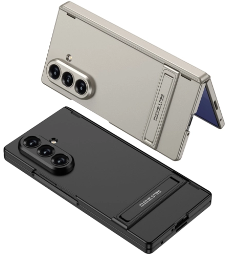 Samsung Galaxy Z Fold 7 Kılıf GKK Premium İnce Kıpta Sert Standlı Kapak - Gümüş