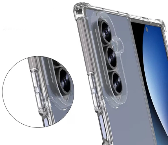 Samsung Galaxy Z Fold 7 Kılıf Köşe Korumalı Şeffaf Airbag Tasarımlı Nitro Anti Shock Silikon Kapak
