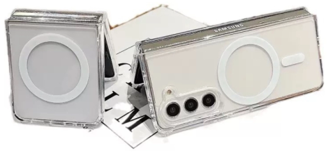 Samsung Galaxy Z Fold 7 Kılıf MagSafe Kablosuz Şarj Özellikli Şeffaf Sert PC Embos Kapak