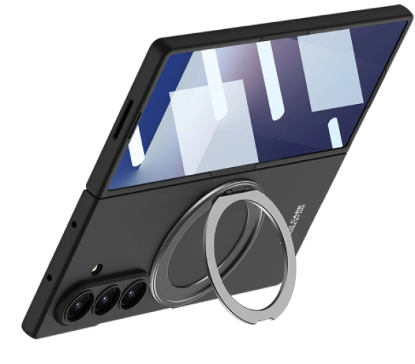 Samsung Galaxy Z Fold 7 Kılıf MagSafe Şarj Özellikli GKK Kıpta Yüzüklü Kamera Korumalı Kapak - Siyah