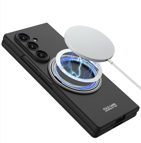 Samsung Galaxy Z Fold 7 Kılıf MagSafe Şarj Özellikli GKK Kıpta Yüzüklü Kamera Korumalı Kapak - Siyah
