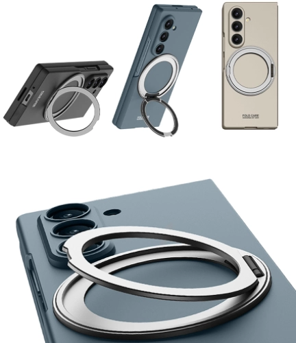 Samsung Galaxy Z Fold 7 Kılıf MagSafe Şarj Özellikli GKK Kıpta Yüzüklü Kamera Korumalı Kapak - Siyah