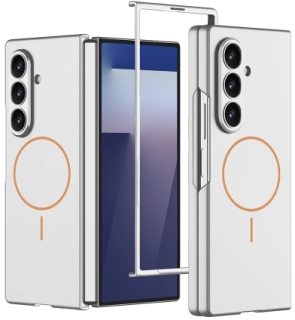 Samsung Galaxy Z Fold 7 Kılıf Wireless Şarj Özellikli Premium GKK Kıpta MagSafe Kapak - Gümüş