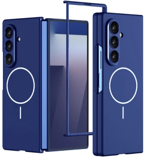 Samsung Galaxy Z Fold 7 Kılıf Wireless Şarj Özellikli Premium GKK Kıpta MagSafe Kapak - Lacivert