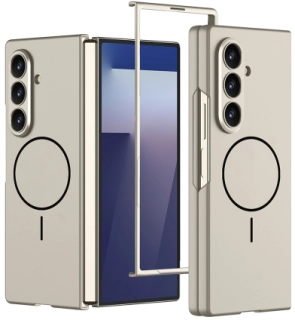 Samsung Galaxy Z Fold 7 Kılıf Wireless Şarj Özellikli Premium GKK Kıpta MagSafe Kapak - Titanyum