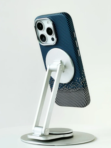 Apple iPhone Air Kılıf MagSafe Şarj Özellikli Karbon Fiber Görünümlü Nekst Kapak - Lacivert