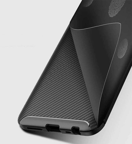 Xiaomi Redmi 8 Kılıf Karbon Görünümlü Silikon Parmak İzi Bırakmayan Negro Kapak - Lacivert