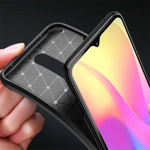 Xiaomi Redmi 8 Kılıf Karbon Görünümlü Silikon Parmak İzi Bırakmayan Negro Kapak - Lacivert
