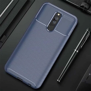 Xiaomi Redmi 8 Kılıf Karbon Görünümlü Silikon Parmak İzi Bırakmayan Negro Kapak - Lacivert