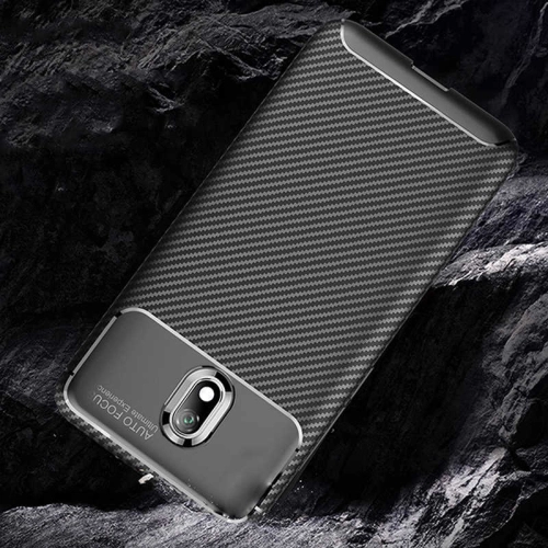 Xiaomi Redmi 8A Kılıf Karbon Görünümlü Silikon Parmak İzi Bırakmayan Negro Kapak - Siyah