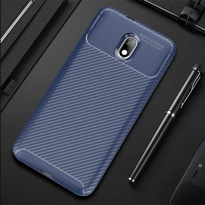 Xiaomi Redmi 8A Kılıf Karbon Görünümlü Silikon Parmak İzi Bırakmayan Negro Kapak - Lacivert