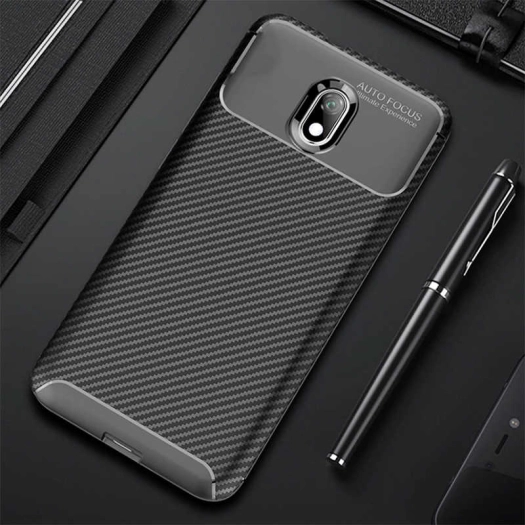 Xiaomi Redmi 8A Kılıf Karbon Görünümlü Silikon Parmak İzi Bırakmayan Negro Kapak - Siyah