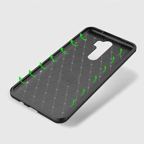 Xiaomi Redmi Note 8 Pro Kılıf Karbon Görünümlü Silikon Parmak İzi Bırakmayan Negro Kapak - Siyah