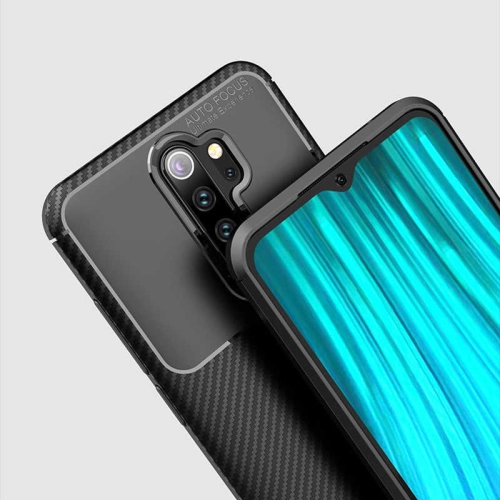 Xiaomi Redmi Note 8 Pro Kılıf Karbon Görünümlü Silikon Parmak İzi Bırakmayan Negro Kapak - Siyah