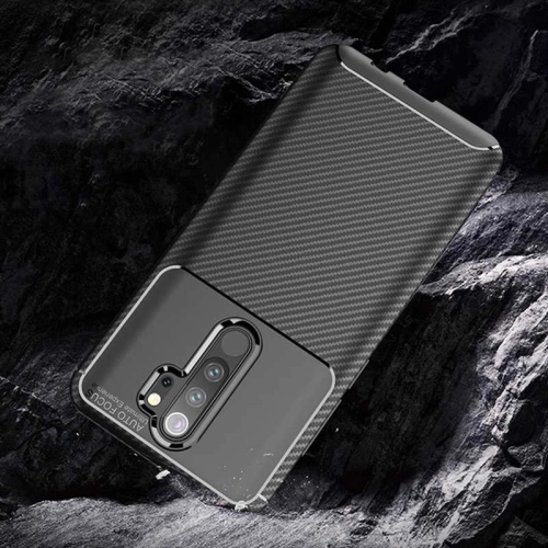 Xiaomi Redmi Note 8 Pro Kılıf Karbon Görünümlü Silikon Parmak İzi Bırakmayan Negro Kapak - Lacivert