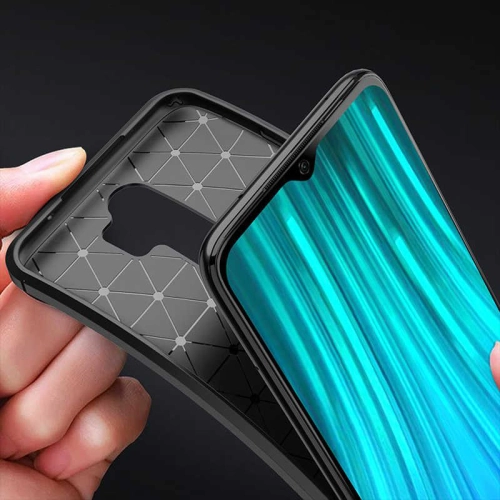 Xiaomi Redmi Note 8 Pro Kılıf Karbon Görünümlü Silikon Parmak İzi Bırakmayan Negro Kapak - Lacivert