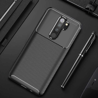 Xiaomi Redmi Note 8 Pro Kılıf Karbon Görünümlü Silikon Parmak İzi Bırakmayan Negro Kapak - Siyah